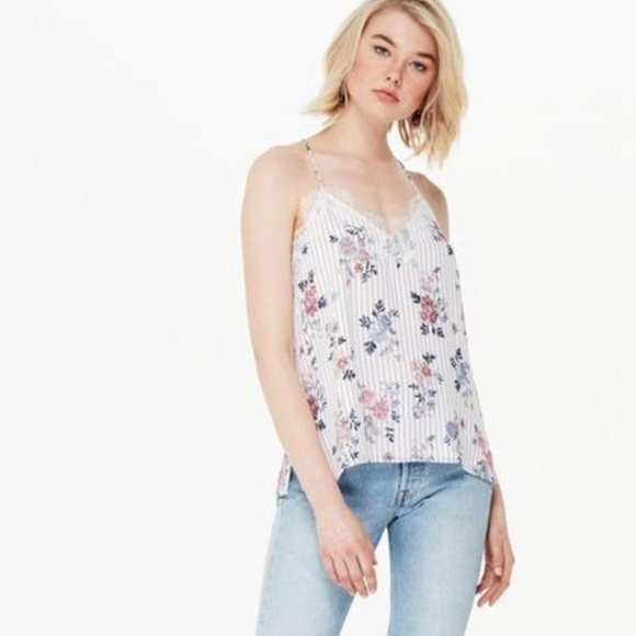 Cami NYC Racer Georgette Floral Stripe Silk Tank Top Blouse XS - Picture 1 of 9